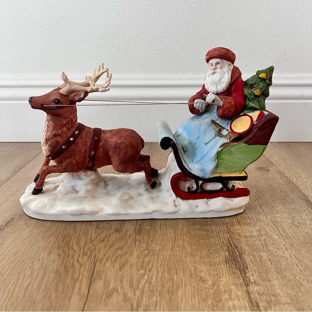 "Santa's On‎ His Way" Enesco Ltd Ed of 2,500 Deluxe Musical In Box 1987 Numbered